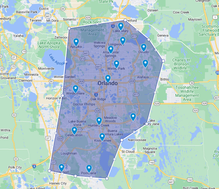 Areas we serve map